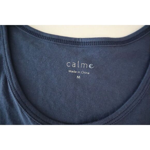 Calme x Johnny Was O16122-4 Women's Sz M Blue Scoop Neck Cotton Tank Top - Picture 5 of 6